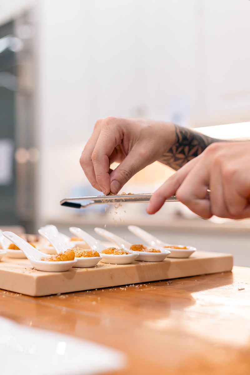 A finishing garnish placed with precision.